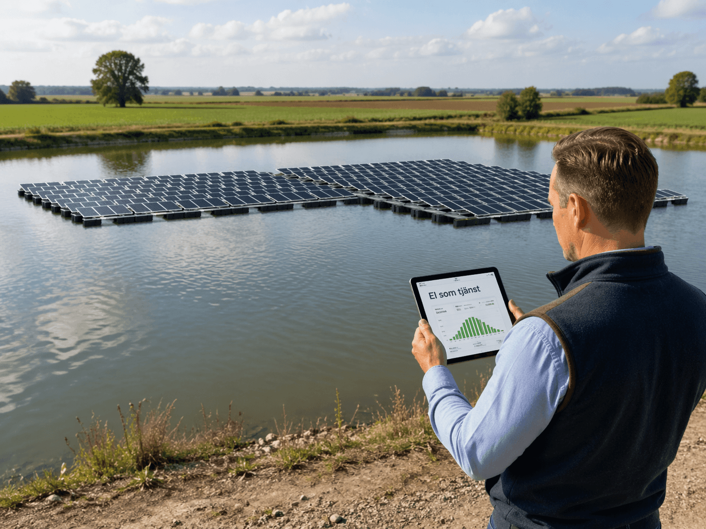 Floating solar park delivering renewable power as a service