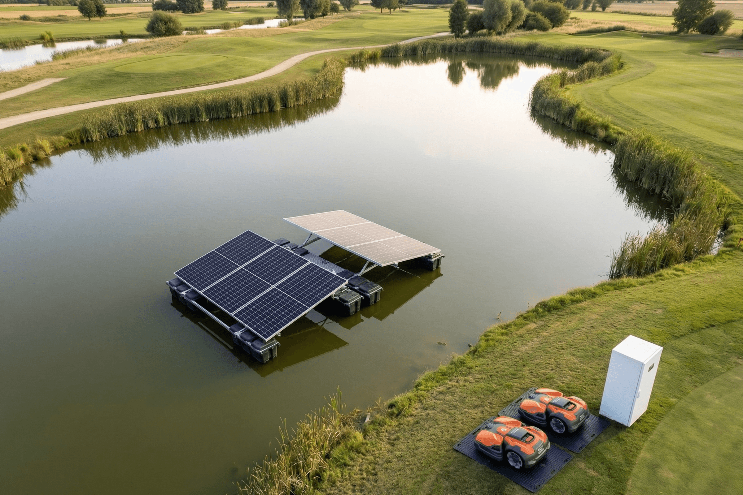 Concept: charging an electric work machine from a Sunsurf solar park