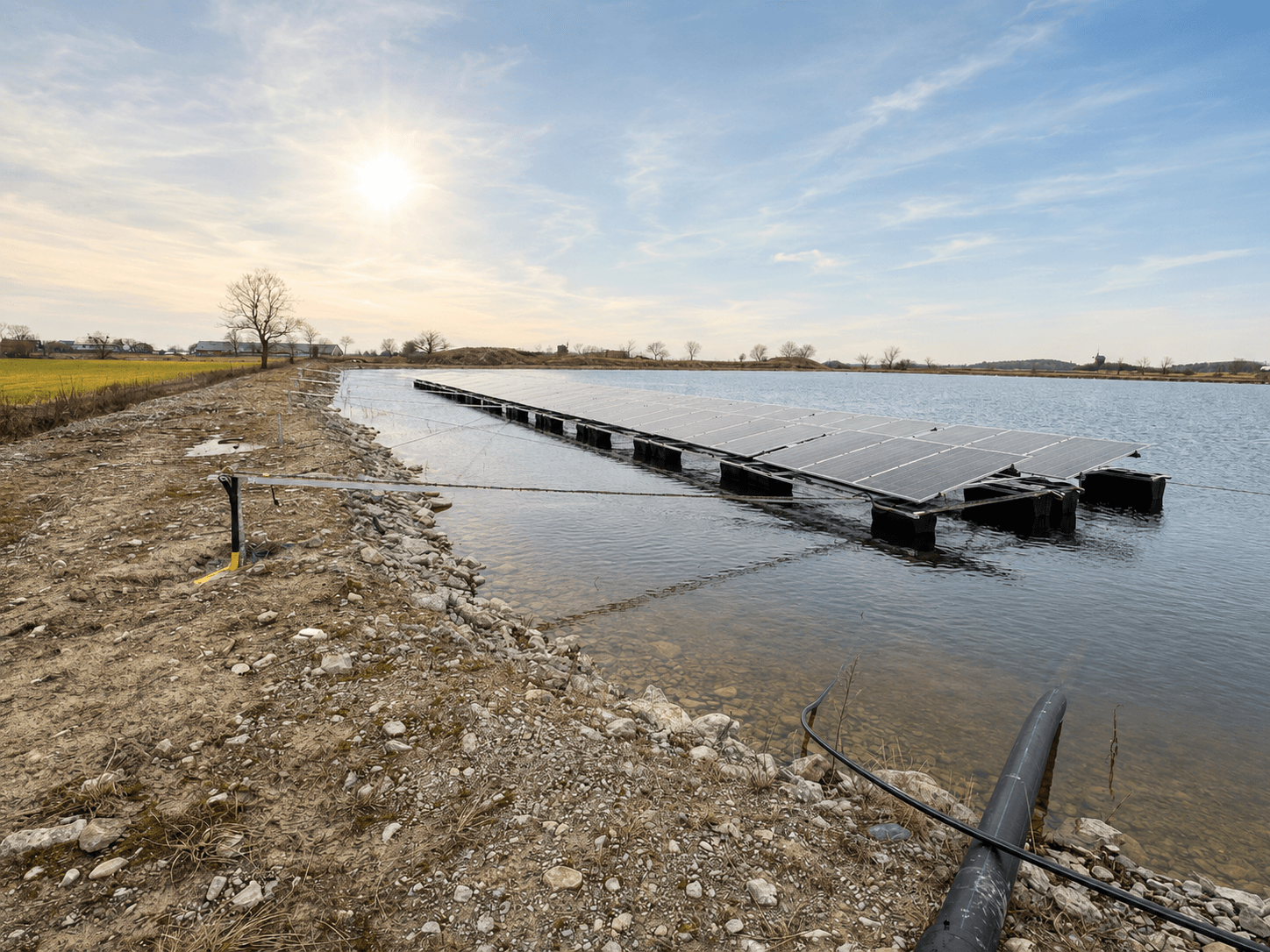 Floating solar installation at Alböke Gård on Öland